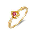wholesale S925 Silver New Japanese-style Light Luxury Small Hollow Teardrop Ring for Women with Natural Ruby-0-3