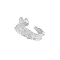 wholesale S925 Sterling Silver 142 Wide Band Textured Ring for Women, Irregular, Niche, Elegant, Ruffled Design Silver Ring-Platinum [No. 15/Adjustable] Opening adjustable