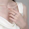 S925 Sterling Silver Full Moissanite Double-Layer Chain Ring for Women-0-2