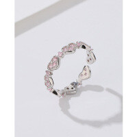 wholesale 925 Sterling Silver Zircon Heart Ring for Women, Small and Minimalist, Advanced Sense Index Finger Ring, Tail Ring, Fashion Versatile Personality Ring-Heart-shaped zircon ring Adjustable opening