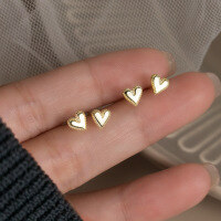 wholesale 925 Sterling Silver Heart Stud Earrings, Stylish and Sweet Small Ins-style Design for Women M03697-S925 silver pair gold>925 silver