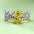 wholesale S925 Silver 7*9mm Yellow Diamond Gemstone Luxuriously Set High-End Fashion Ring for Women, Xiaohongshu Style-0-5