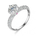 Silver Moissanite Ring Angel Wings-0-2