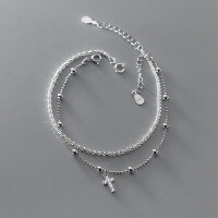 wholesale S925 Sterling Silver Temperament Bracelet Korean Version Full of Star Light Beads Cross Sweet Summer Hand Accessories S4861-S2923-Starry Sky Black 925 Silver