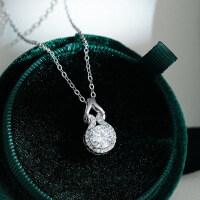 925 Sterling Silver 1ct Moissanite Necklace, Classic Gourd Pendant-1-carat necklace (D color moissanite)  925 silver