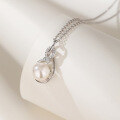 wholesale S925 Sterling Silver Pearl Necklace Korean Style Micro-Inlaid Zircon Shell Pearl Pendant Women's Collarbone Chain Fashion Accessory Cross-Border New Product-0-3