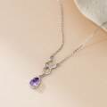 wholesale S925 Silver Nalan Fresh Sweet Ins Style Niche Design Crystal-Inlaid Amethyst Gourd Circular Necklace Y02190-0-1
