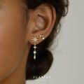 wholesale S925 Sterling Silver Cross-border Wholesale Star Moon Micro-Inlaid Tassel Earring Set-0-3