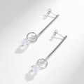 wholesale S925 Sterling Silver Korean-style Women's Small Hoop Earrings with Geometric Tassel Drop, Long Minimalist Dangle Earrings for 2023-0-2