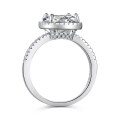 wholesale S925 Sterling Silver 25 Carat Moissanite Ring Fashion Light Luxury Four-Prong Square Setting Silver Jewelry-0-2