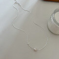 wholesale S925 Sterling Silver Simple and Elegant Single Freshwater Pearl Necklace for Women, Minimalist and Chic Layering Collarbone Chain-0-5