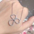 wholesale Stainless Steel Lucky Clover Necklace for Women, Ins Design, Minimalist Diamond-Encrusted Pendant Collarbone Chain, TikTok Live-0-1