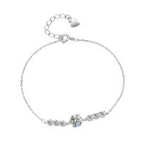 wholesale S925 Sterling Silver Moissanite Simple Bracelet Fashion Versatile Hand Jewelry Manufacturer Wholesale Gift for Girlfriend's Birthday-1 carat (zircon) bracelet 925 silver