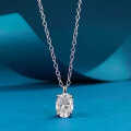 wholesale S925 Silver New Geometric Oval 6*8 Zircon Pendant Necklace 40+5cm Long, Xiaohongshu Style-0-0
