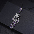 wholesale S925 Silver Designer Luxury Gemstone Pendant French Romantic Elegant Natural Amethyst Necklace Pendant-0-2