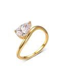 wholesale S925 gold-colored moissanite ring with a teardrop center stone, minimalist design, slimming effect for women, best-selling style-0-5