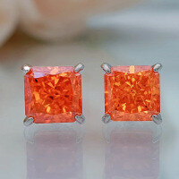 wholesale High-Carbon Diamond in Aqua Blue, 8*8mm Square Stud Earrings for Women, New Arrival from ZHUOZHFAN Jewelry, Inspired by Ins Style-Red 925 silver