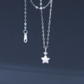 wholesale Sterling Silver Dainty Sweet Ins Style Minimalist Delicate Flash Drilled Filigree Star Collarbone Necklace Y02193-0-2