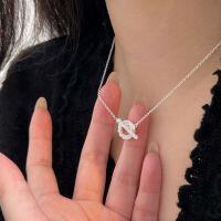 wholesale S925 Sterling Silver OT Full Diamond Necklace for Women, Fashionable and Light Luxury, Japanese and Korean New Style, Minimalist Collarbone Chain, Trendy Necklace-Sterling silver