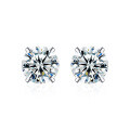 Gold-Plated S925 Silver Classic Four-Prong Moissanite Stud Earrings, Cross-Border Hot Seller-0-3