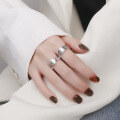 wholesale S925 Sterling Silver Korean-style Creative Geometric Square Triangle Punk Style Open Ring for Couples-0-3