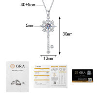 S925 Sterling Silver Moissanite Pendant Necklace, 1ct Eight-Pointed Star Key Design-50-point Moissanite  925 Silver