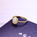 wholesale 18K Gold Simple Oval Natural Opal Ring for Women, Elegant and Niche Direct from Yili Jewelry Source Factory-0-3