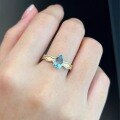 wholesale S925 Sterling Silver Red Elk Waterdrop Aqua Zircon Gold-Toned Ring for Women, Unique and Exquisite, Perfect for Daily Commute and Versatile Styling, High-End-0-2