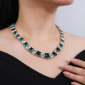 wholesale Metal material geometric design green square fashion micro-set zircon cross-border hot-selling necklace factory direct-0-1