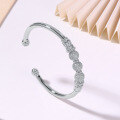 wholesale 925 Sterling Silver Plated Moissanite Fashion Hollow Semi-Open Women's Bracelet, Original Niche Bangle for Cross-Border European and American Manufacturers-0-1