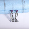 wholesale S925 Sterling Silver Designer Natural Amethyst Earrings, Winter Plum Blossom Colored Gemstone Ear Drops-0-1