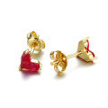 wholesale 925 Silver Gold-Plated Japanese Red Ruby Earrings for Women, Heart-shaped Earrings Direct from Manufacturer-0-4