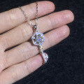 PT950 Plated 925 Silver Cross-Border Moissanite Key Pendant Necklace-0-1