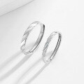 wholesale S925 Sterling Silver Love Loop Couple Rings, Korean Style Internet-Famous Minimalist Band Matching Rings for Girlfriend on 520 Valentine's Day-0-2