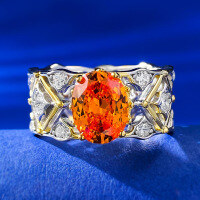 wholesale Metal material, new European Italian craftsmanship court retro 7*9mm Fanta orange ring socialite style live broadcast drop shipping-R877 Fanta Orange No. 6