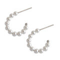 wholesale S925 Sterling Silver Korean Style INS Minimalist Geometric Circle Beaded Pearl Earrings Small and Exquisite Versatile Elegant Ear Accessories-0-4