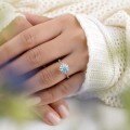 Sterling Silver D Color Moissanite 1ct Sunflower Ring Adjustable Plated White Gold-0-2