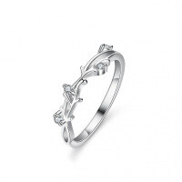 925 Silver Moissanite Ring Women's Ins Branch Row Cross-Border Luxury Inlaid-(Set with moissanite)  15 yards