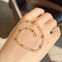 wholesale S925 sterling silver all-over body, ins-style square blue sapphire double-layer bracelet, exquisite and dreamy, perfect for daily wear and versatile styling-BS0063-Gold>925 Silver