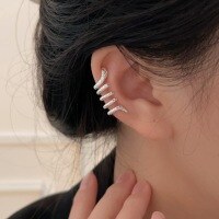 wholesale S925 Sterling Silver Snake Element Ear Clip for Women, Hip-Hop Fashion Design, Zodiac Year Earrings-Sterling silver