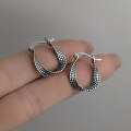 wholesale Sterling Silver S925 Internet-Famous Thai Silver Twist Ear Clasp Small Design Retro Line Distortion Trendy Cool Hoop Earrings for Women M0319-0-2