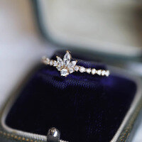 wholesale S925 Sterling Silver Red Elk Vintage Japanese Style Floral Zirconia Ring for Women, Full Diamond Shimmer, Light Luxury Niche Design Band-BZ0793-Gold US size 10