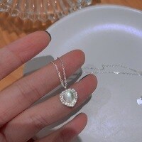 wholesale S925 Sterling Silver Maker's Heart Pendant Necklace for Women, Summer Minimalist Design, Ins Niche Collarbone Chain for Qixi Festival-Shell Heart Necklace 925 Silver