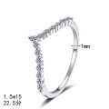 S925 Sterling Silver Full Moissanite Women's Ring, Fine V-Row, Minimalist Daily Wear-0-3
