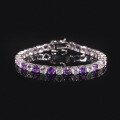 wholesale S925 Sterling Silver Romantic Flattering Purple 3/4/5mm Tennis Chain with Natural Amethyst Bracelet-0-4