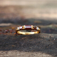 wholesale S925 Sterling Silver Red Elk Inlaid with Red Stone Square Ring for Women, Exquisite Vintage-style Adjustable Ring, a Gift for Her-BZ0796-Gold US Size 9