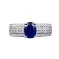 wholesale 925 Silver Zhuo Zhifan Jewelry Little Red Book Style Simulated Diamond 5*7mm Blue Steel Ring, Fashionable, Simple and Versatile-0-4