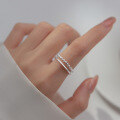 wholesale S925 Silver Irregular Double-Layer Bead Ring for Women, Autumn Ins Style Hand Accessory R00598-0-1