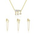 wholesale S925 Sterling Silver Cross-Border Light Luxury Earrings with Zirconia and Chain Tassels-0-9
