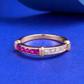 wholesale S925 Silver New Style Two-Tone Pink Row Ring for Women, Fashion Ring Band for Daily Wear-0-0